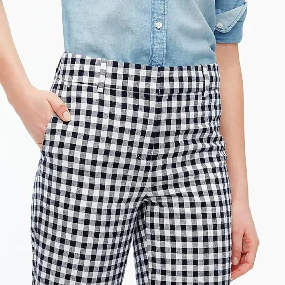 J. CREW Gingham linen-cotton Holland Pant Size 6 - Picture 3 of 16